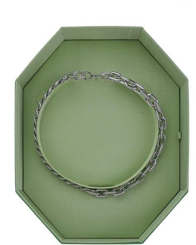 Swarovski Tone Necklace In Rhodium Plated - Green