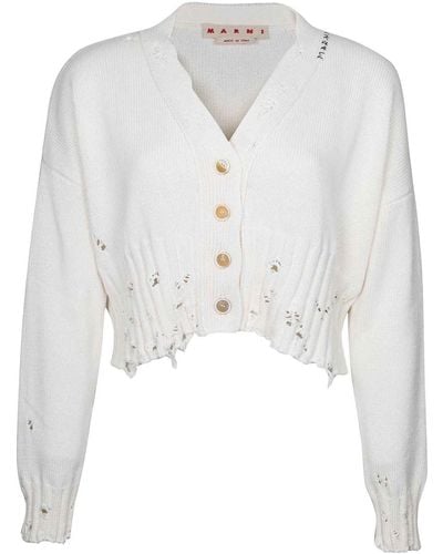 Marni Cropped Cardigan In Cotton - White