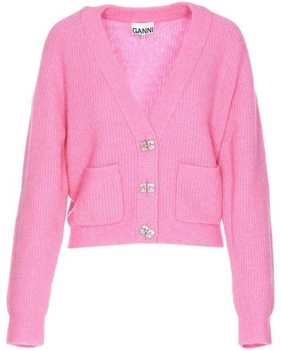 Ganni Soft Wool Cardigan - Pink