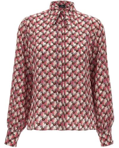 Etro Camicia Stampa All Over Shirt, Blouse - Pink