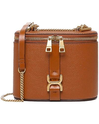 Chloé Marcie Mini Vanity Bag With Chain - Brown