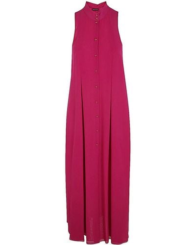 Emporio Armani Sleeveless Guru Neck Long Dress - Pink