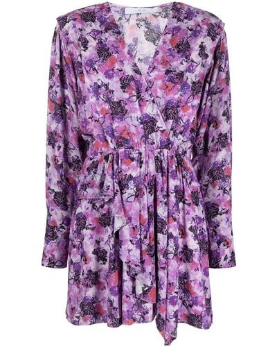 IRO Floral-print V-neck Dress With Tied Waist - Purple