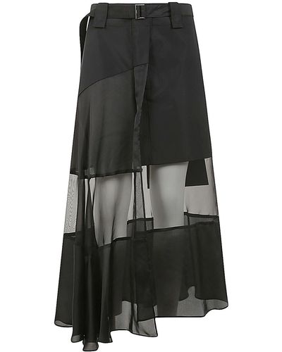 Sacai Fabric Combo Skirt - Black