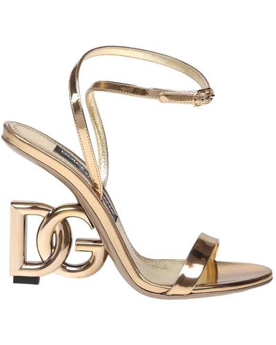 Dolce & Gabbana Keira Sandal In Mirror Leather - Metallic