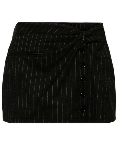 Courreges Twist Snaps Pinstriped Mini Skirt - Black