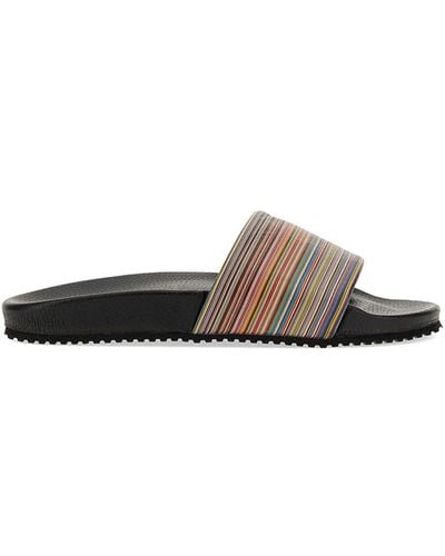 Paul Smith Slide Sandals With Logo - White