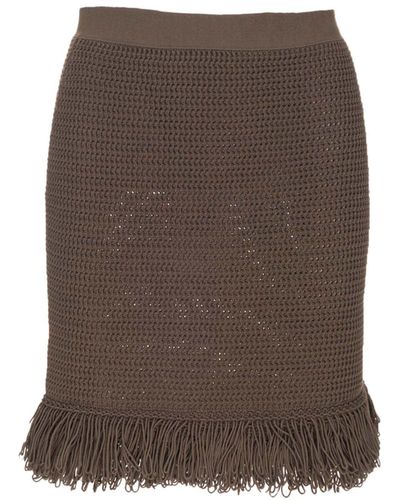 Bottega Veneta Knitted Miniskirt - Brown