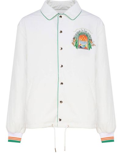 Casablancabrand Logo Shirt Jacket With Contrasting Buttons - White