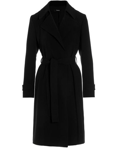 Theory Trench Coat With Belt At The Waist - Black