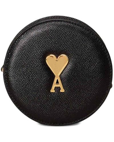 Ami Paris Round Paris Paris Leather Crossbody Bag - Black