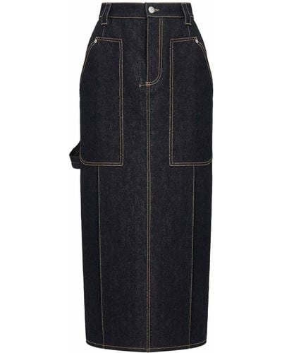 Alexander McQueen Denim Midi Skirt - Black