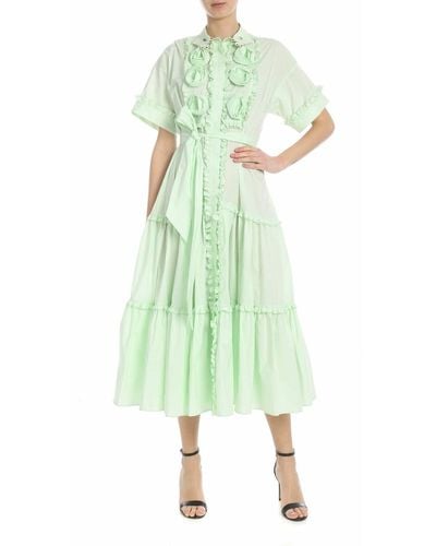 Vivetta Gragnano Long Dress In Aquamarine Colour - Green
