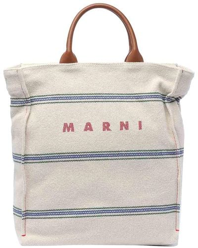 Marni Logo Shopping Bag - Natural
