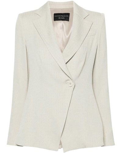 Emporio Armani Single-breasted Blazer Jacket - White