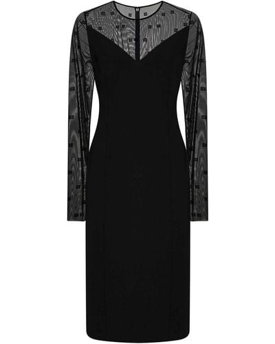 Givenchy Long-sleeved Tulle Dress - Black