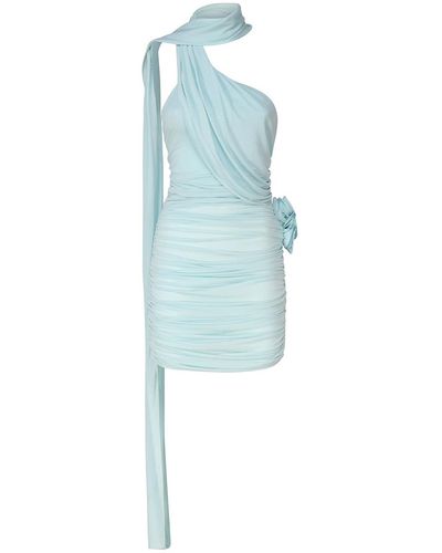 Magda Butrym Mini Dress With Wrap Neckline - Blue