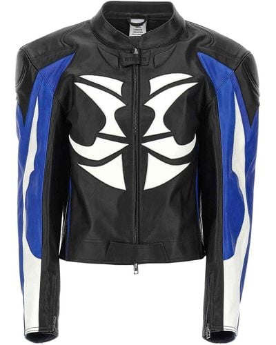 Vetements ' Leather Racing' Jacket - Blue