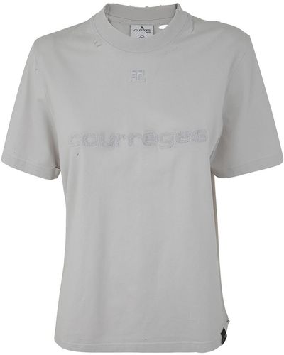 Courreges Distressed Dry Jersey T-shirt - Gray