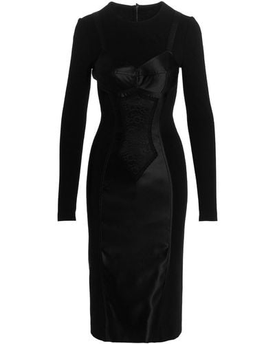 Dolce & Gabbana Lace Insert Midi Dress - Black