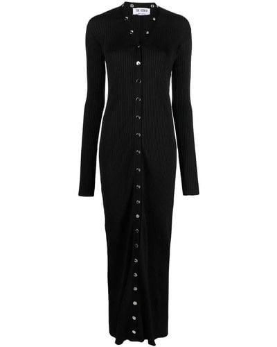 The Attico Ribbed Cardigan Dress - Black