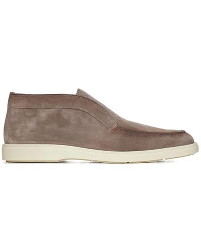 Santoni Desert Ankle Boots In Taupe Suede - Brown