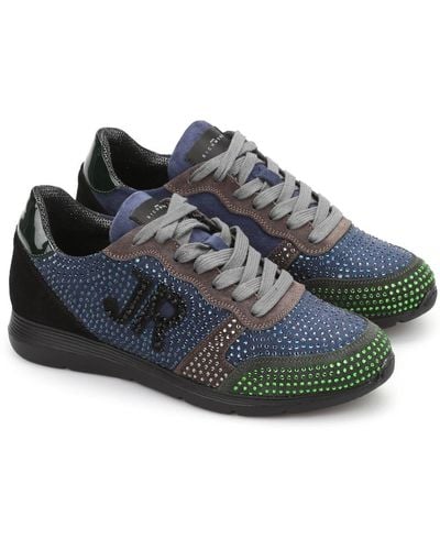 John Richmond Beads Detailed Suede Sneakers - Blue