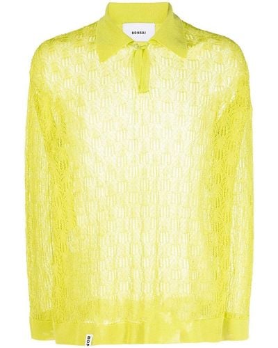 Charles Jeffrey Knitted Sheer Polo - Yellow