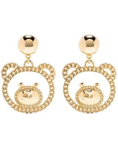 Moschino Tone Teddy Bear Earrings - Metallic