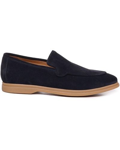 Eleventy Loafers With Suede Logo - Blue