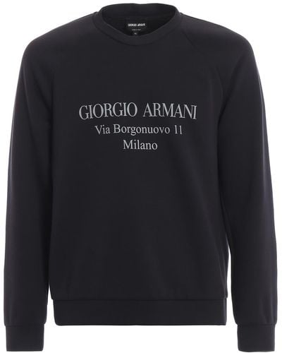Giorgio Armani Logo Print Soft Jersey Sweatshirt - Black