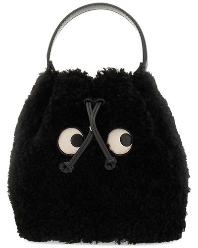 Anya Hindmarch Shearling Bucket Bag - Black