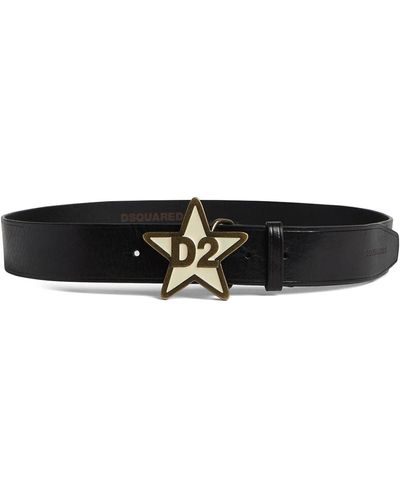 DSquared² Logo-engraved Buckle Leather Belt - White