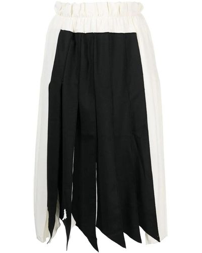Victoria Beckham Pleated Panel Detail Skirt In Vanilla - Black