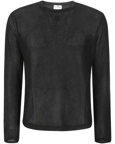Courreges Mesh Long Sleeves T-shirt - Black