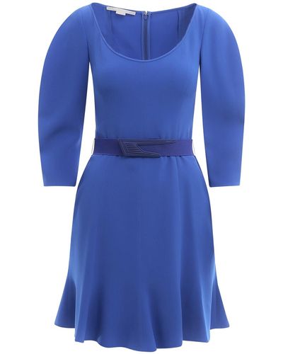 Stella McCartney Belted Flared Mini Dress - Blue