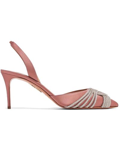 Aquazzura Gatsby 105mm Crystal-embellished Court Shoes - Pink