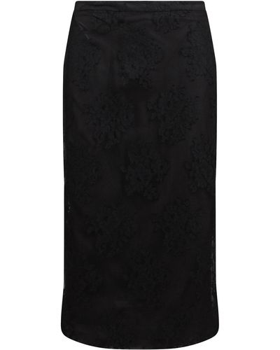 Dolce & Gabbana Semi Transparent Midi Skirt - Black