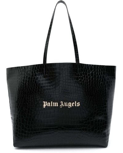 Palm Angels Crocodile-embossed Leather Tote Bag - Black