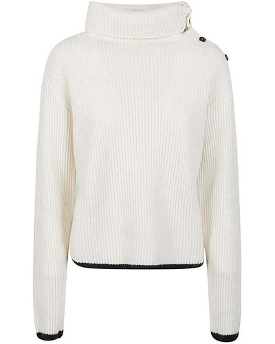 Liviana Conti Wool Blend Turtleneck Sweater - White