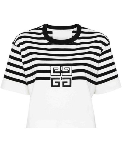 Givenchy Striped Cropped T-shirt - Black