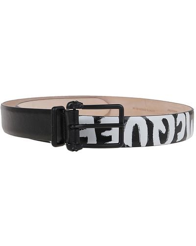 Alexander McQueen Signature Leather Belt - White