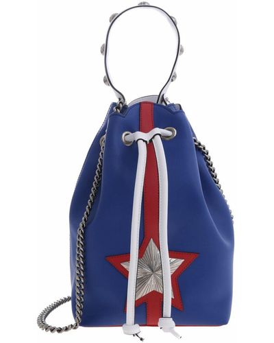 Les Jeunes Etoiles Bucket Bag In Leather With Shoulder Stra - Blue