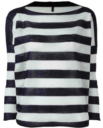 Daniela Gregis Striped Cotton Boat Neck Sweater - Black