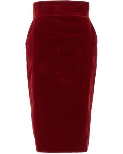 Alexandre Vauthier Velvet Midi Skirt - Red