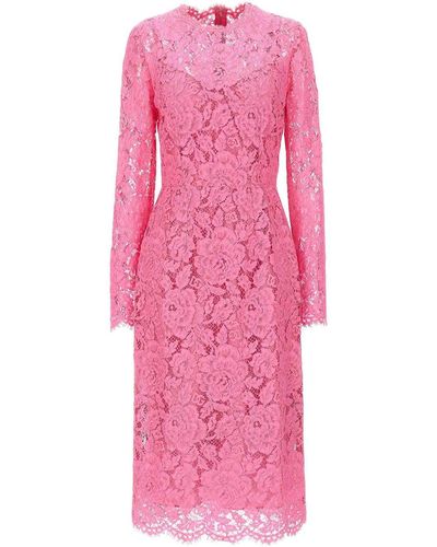 Dolce & Gabbana Pink Crystal Sheath Mermaid LongGown Dress