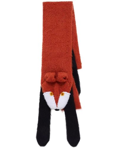 Marni Fox Knitted Animal Motif Scarf - Red