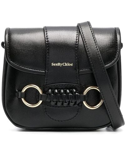 See By Chloé Leather Bag With Ring Hardware - Black