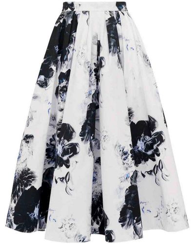 Alexander McQueen Midi Skirt Floral - White
