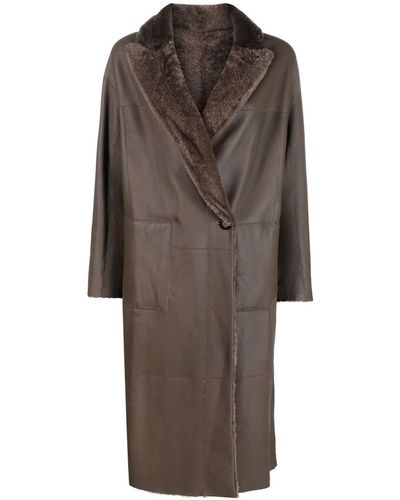 Blancha Double-breasted Coat - Brown